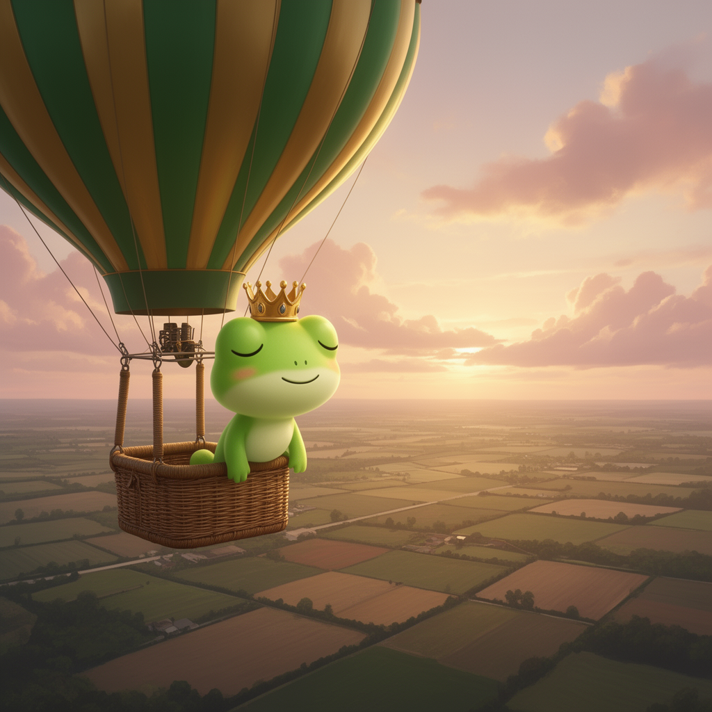 Baby PEPE in a hot air balloon
