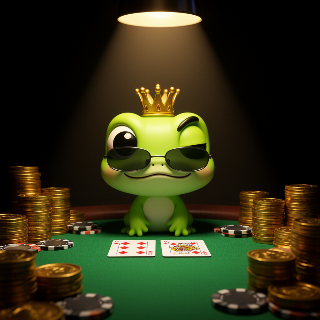 Baby PEPE at a poker table