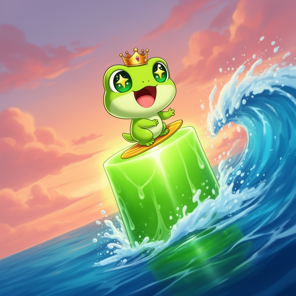 Baby PEPE surfing a wave