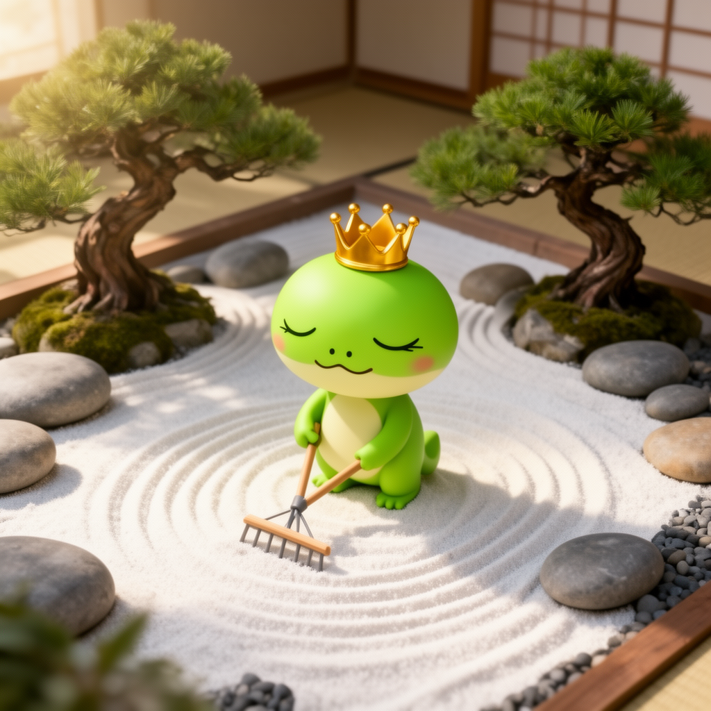 Baby PEPE in a zen garden